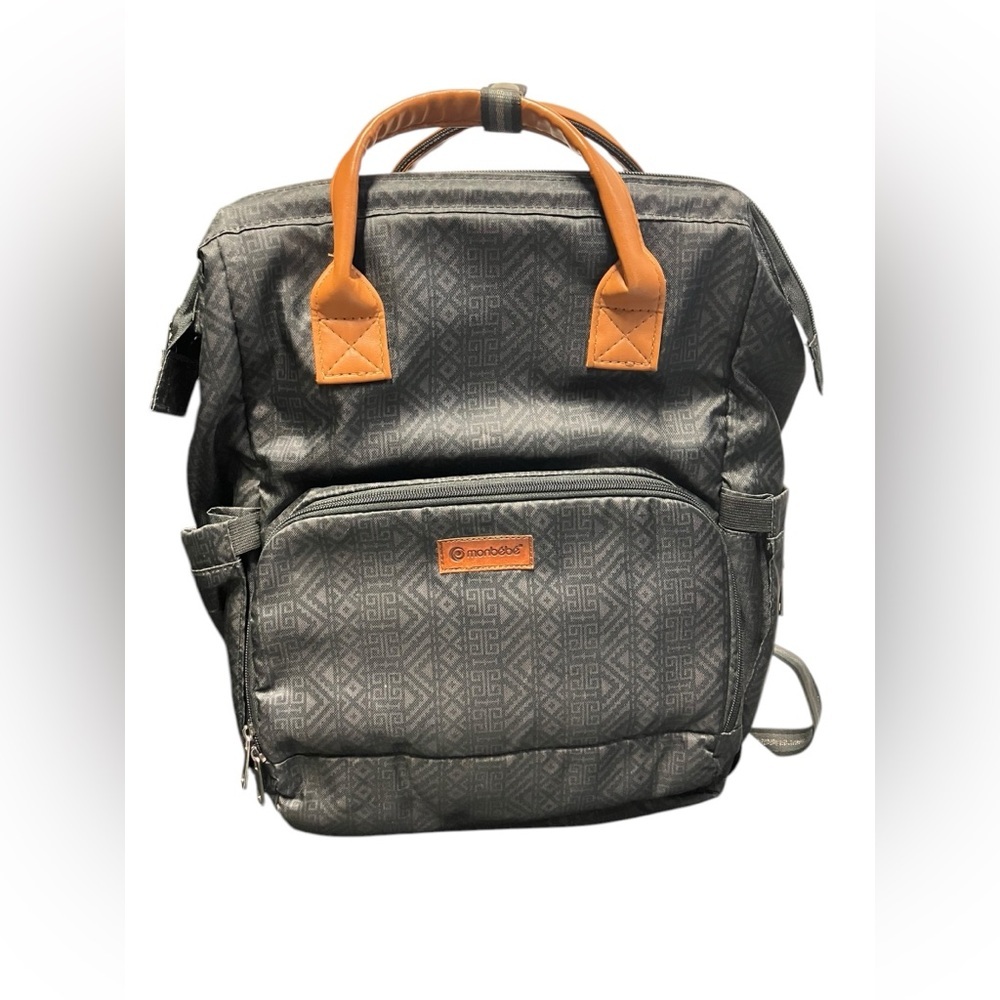 Monbebe Bolt Diaper Bag Backpack with Bassinet Changing Station Urban Boho Black